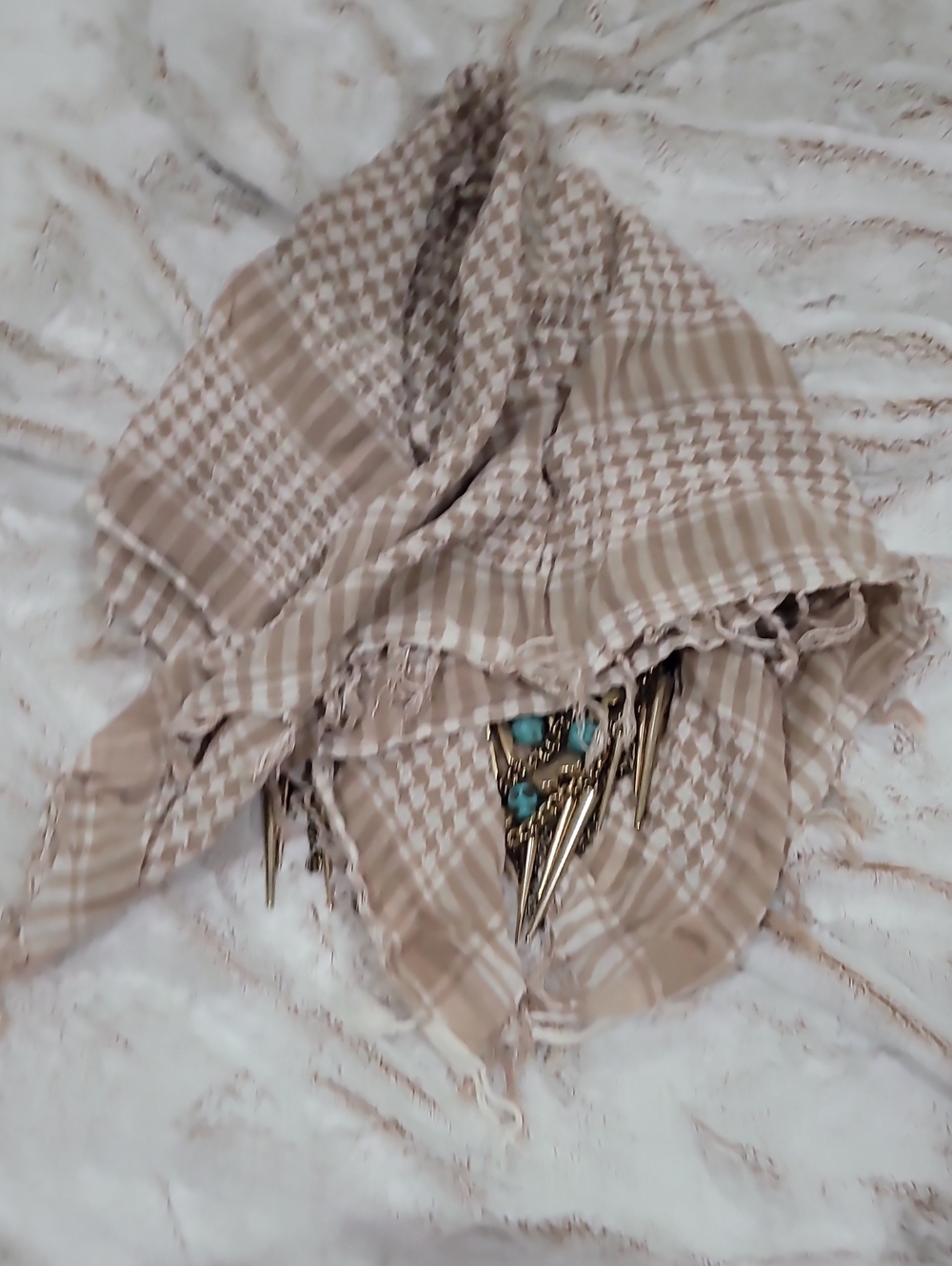 Beige Plaid Women's Scarf